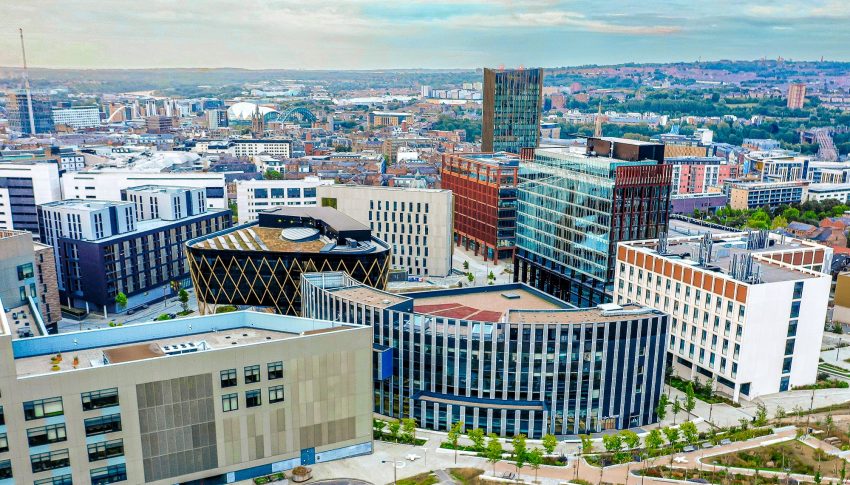 An aerial photo of Newcastle Helix