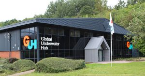 A photo of the exterior of the Global Underwater Hub Newcastle building