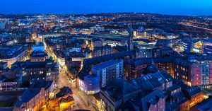 Aerial Photograph of Newcastle City Centre at night