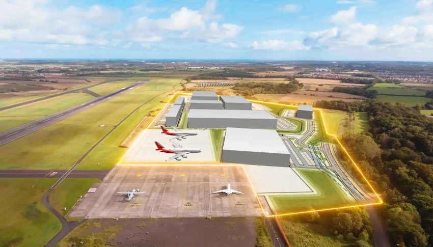 CGI impression of what the new Airlink site will look like next to the Newcastle Airport runway