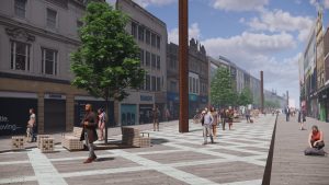 CGI of Newcastle's Northumberland Street with new paving