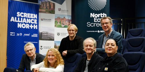 Leaders from north east universities sat in cinema seats together.